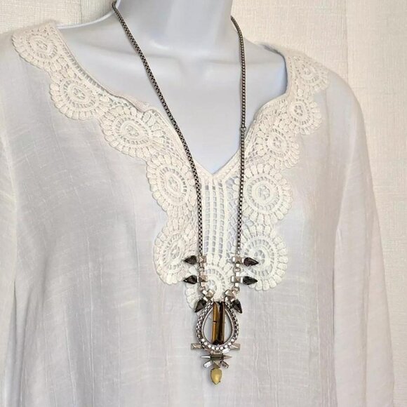 Necklace Stella and Dot Eclipse Necklace Silver Tone Pendant Statement Stunning - Picture 4 of 7